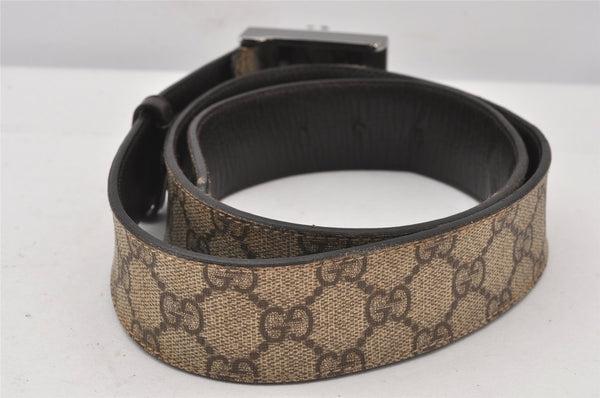 Authentic GUCCI Belt GG PVC Leather Size 95cm 37.4" 114990 Brown 7218K