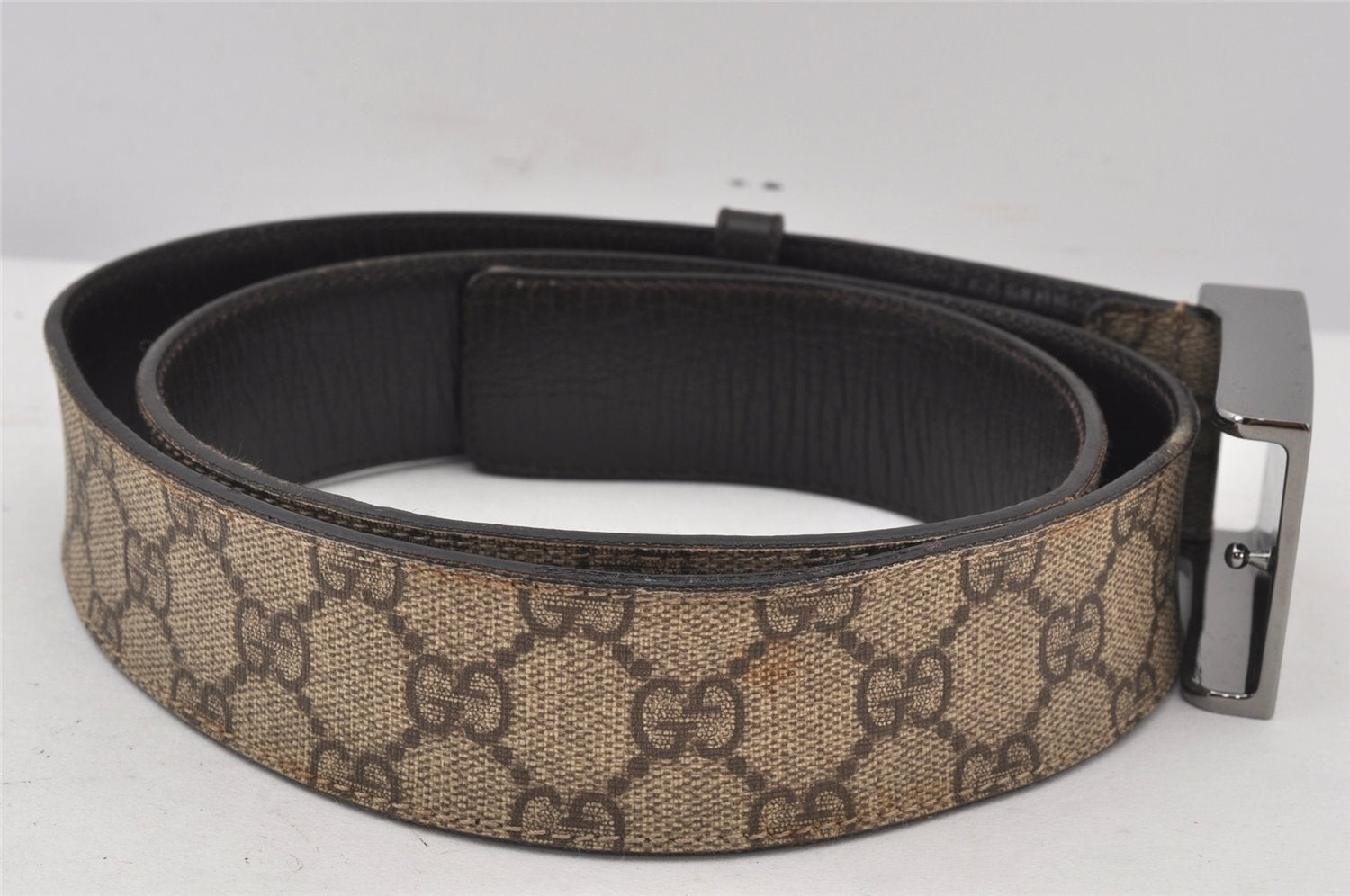 Authentic GUCCI Belt GG PVC Leather Size 95cm 37.4