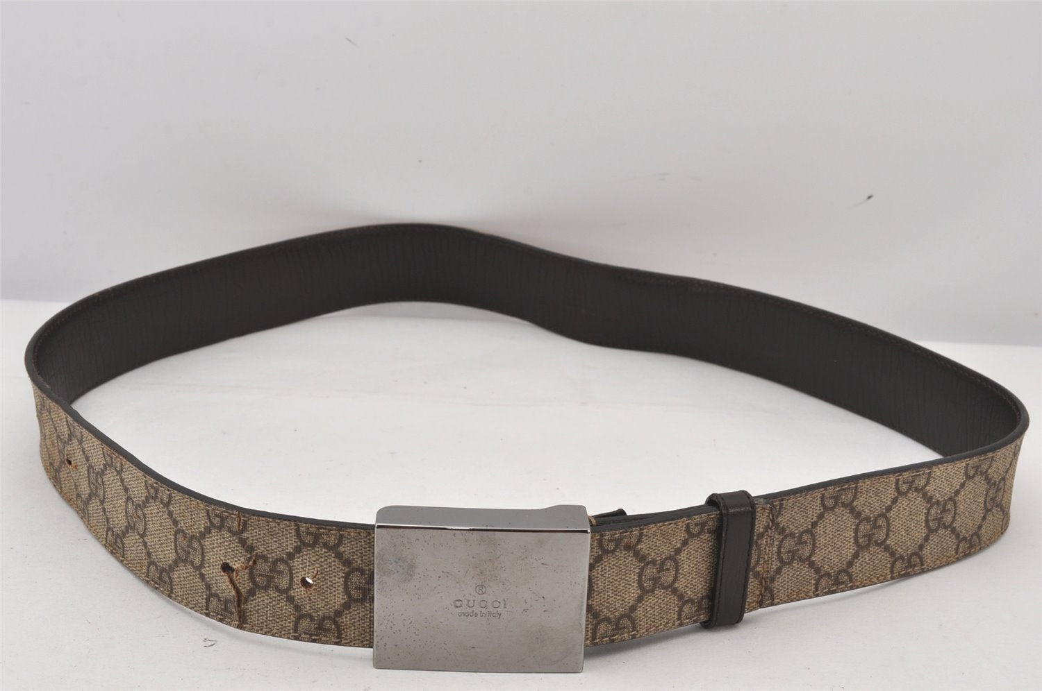 Authentic GUCCI Belt GG PVC Leather Size 95cm 37.4