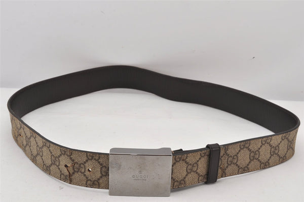 Authentic GUCCI Belt GG PVC Leather Size 95cm 37.4" 114990 Brown 7218K