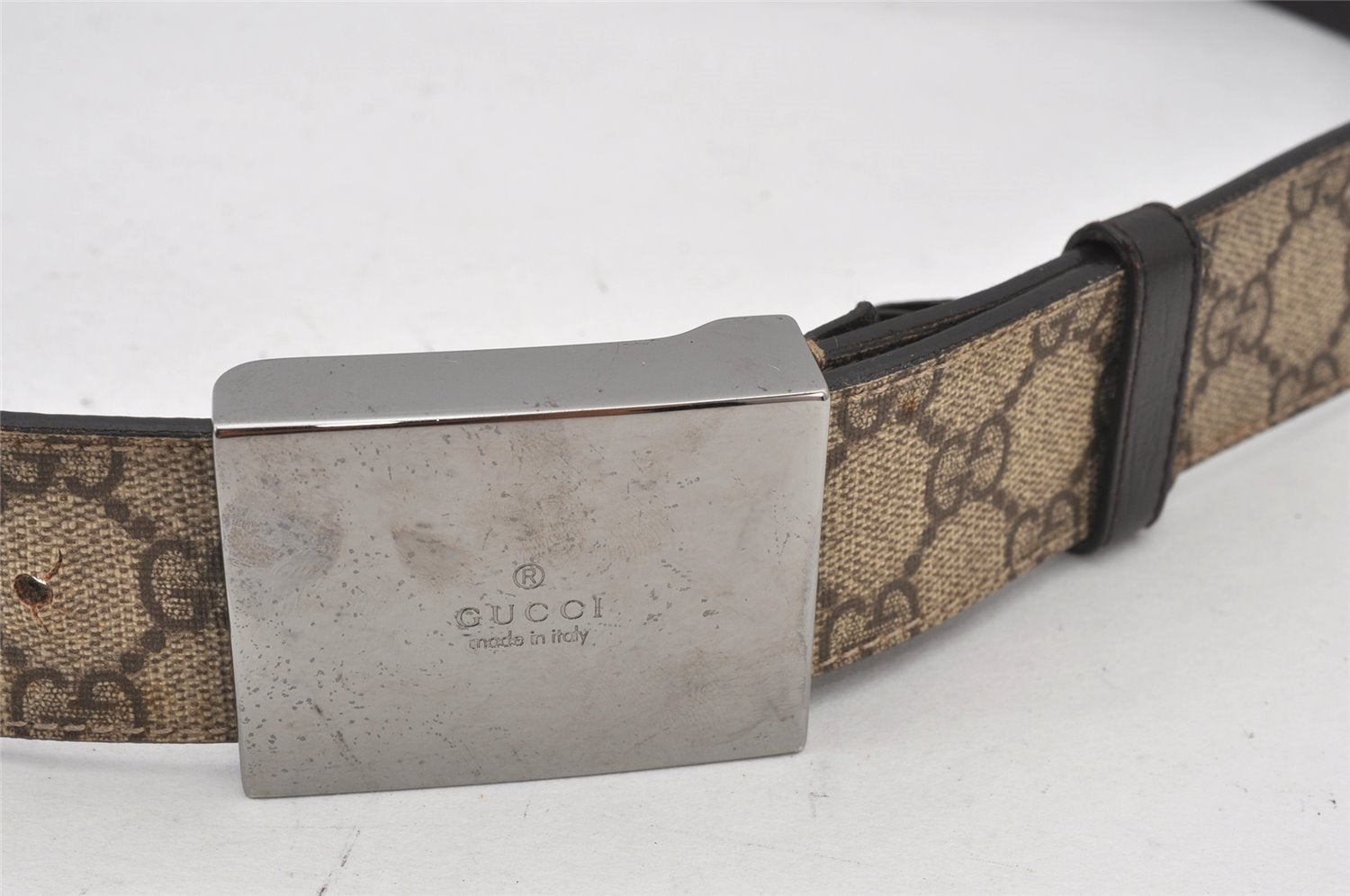 Authentic GUCCI Belt GG PVC Leather Size 95cm 37.4