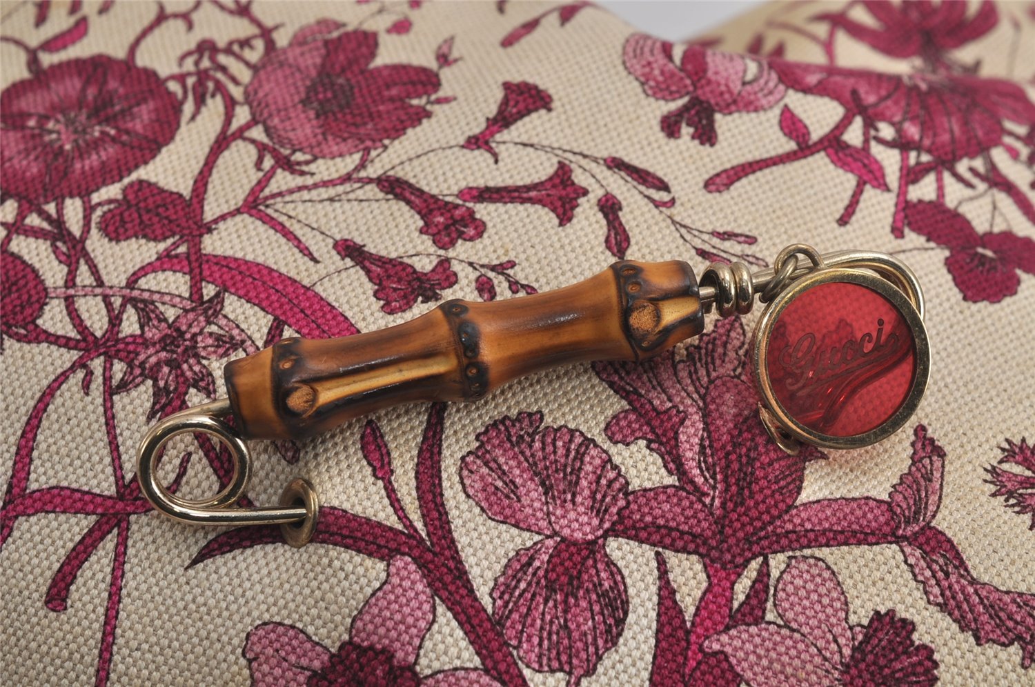 Authentic GUCCI Flora Bamboo Flower 2Way Shoulder Bag Canvas Leather Beige 7219J