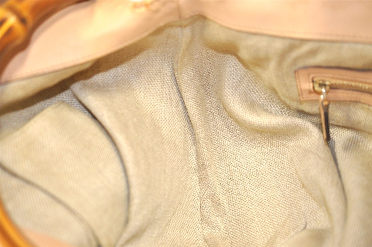 Authentic GUCCI Flora Bamboo Flower 2Way Shoulder Bag Canvas Leather Beige 7219J