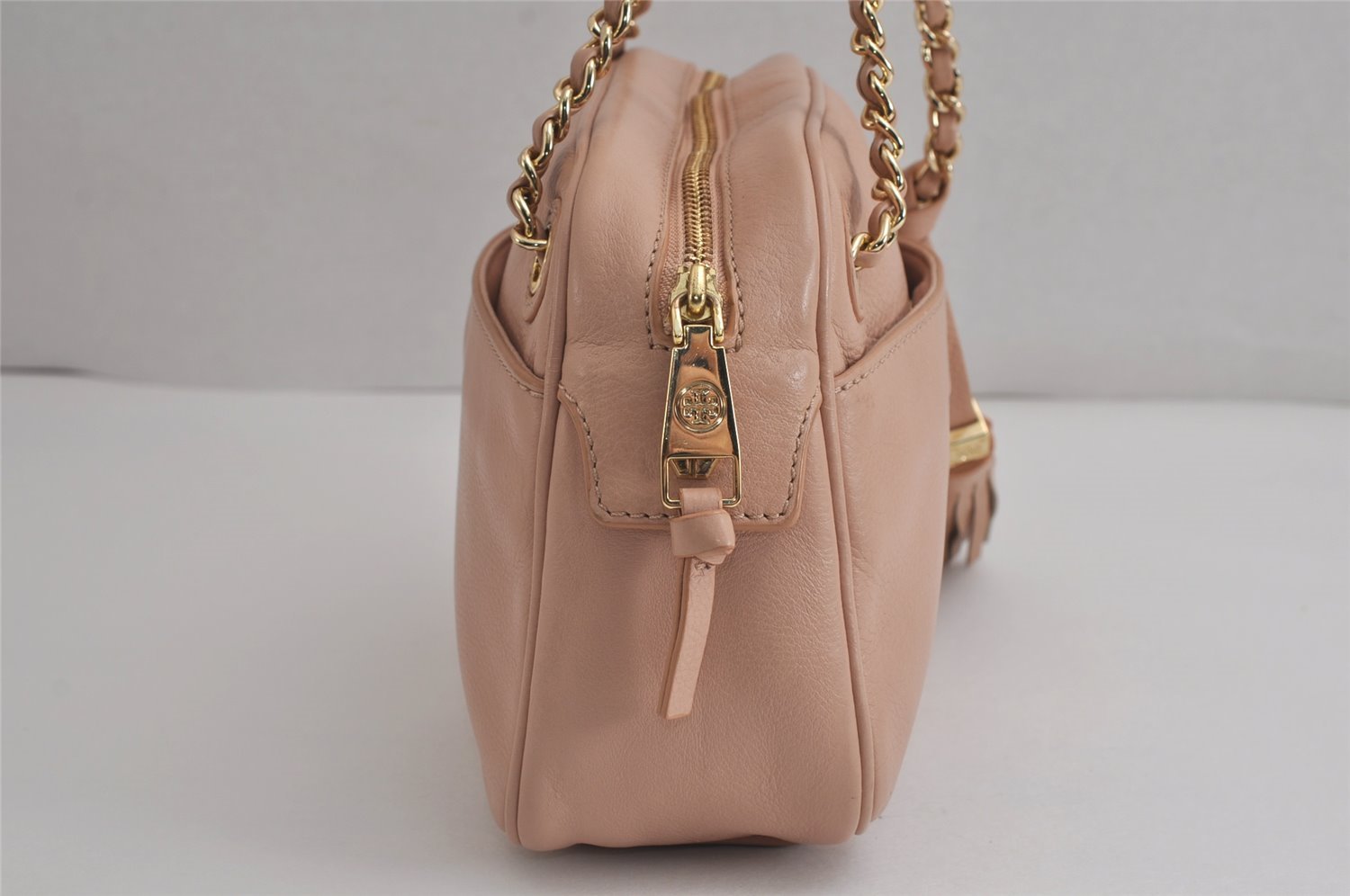 Authentic TORY BURCH Harper Leather Chain Shoulder Bag Purse Pink 7220J