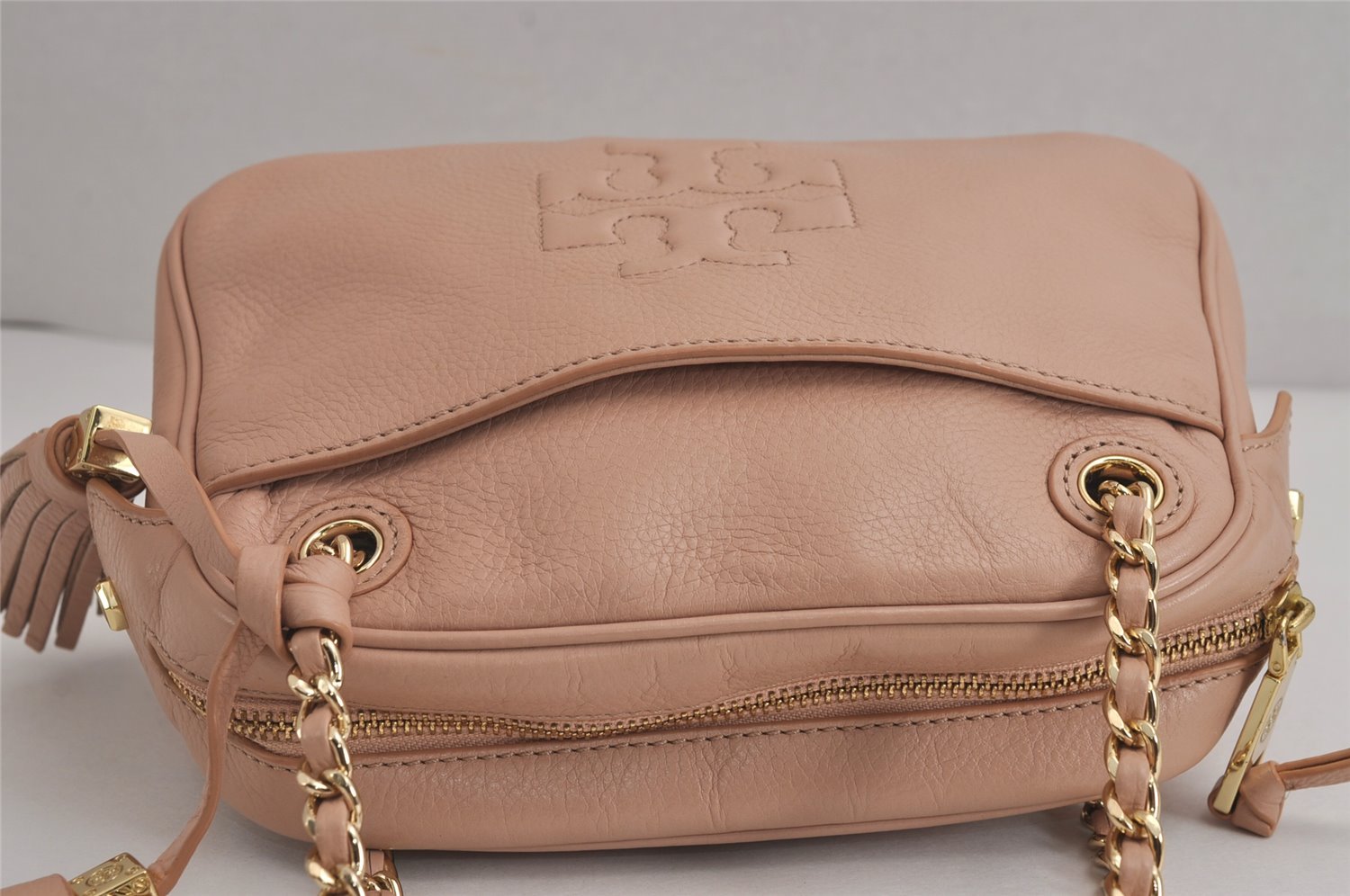 Authentic TORY BURCH Harper Leather Chain Shoulder Bag Purse Pink 7220J