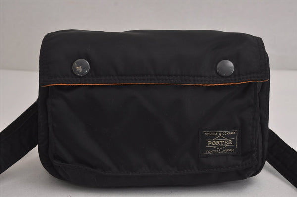 Authentic PORTER Vintage Nylon Shoulder Cross Body Bag Purse Black 7221J