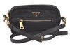 Authentic PRADA Nylon Tessuto Saffiano Leather Shoulder Cross Bag Black 7221K