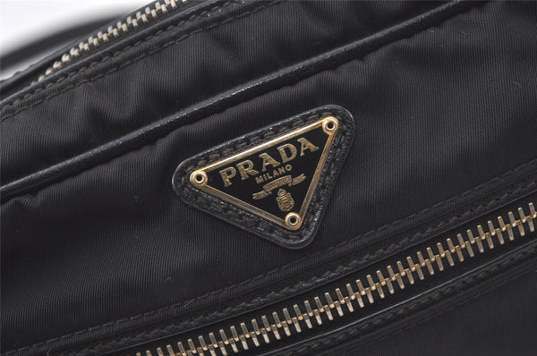 Authentic PRADA Nylon Tessuto Saffiano Leather Shoulder Cross Bag Black 7221K