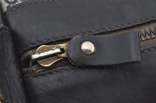 Authentic GUCCI Sherry Line Hand Boston Bag GG PVC Leather Navy Blue Junk  7223J