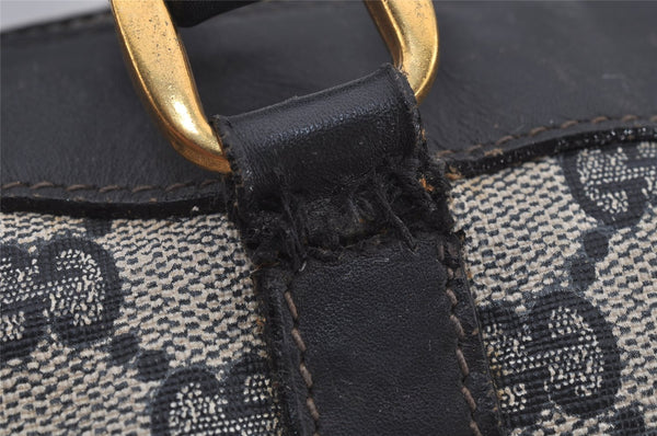Authentic GUCCI Sherry Line Hand Boston Bag GG PVC Leather Navy Blue Junk  7223J