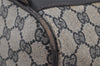 Authentic GUCCI Sherry Line Hand Boston Bag GG PVC Leather Navy Blue Junk  7223J