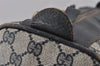 Authentic GUCCI Sherry Line Hand Boston Bag GG PVC Leather Navy Blue Junk  7223J