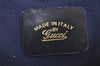 Authentic GUCCI Sherry Line Hand Boston Bag GG PVC Leather Navy Blue Junk  7223J