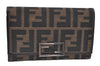 Authentic FENDI Vintage Zucca Trifold Wallet Purse Canvas Leather Brown 7225H