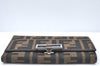 Authentic FENDI Vintage Zucca Trifold Wallet Purse Canvas Leather Brown 7225H