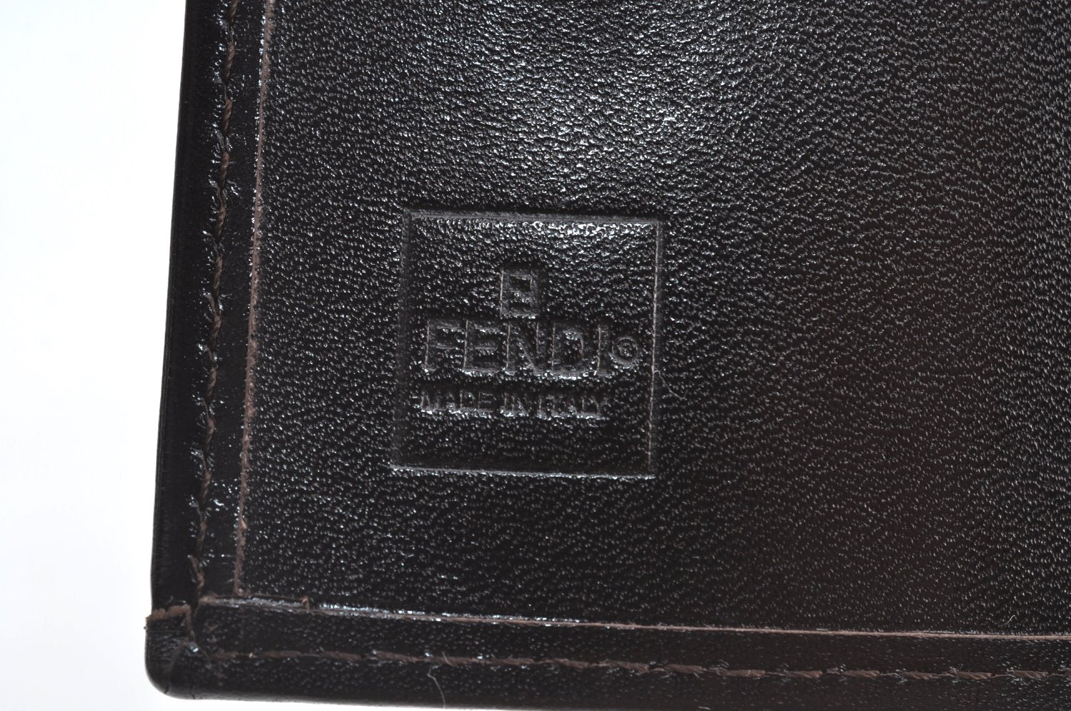 Authentic FENDI Vintage Zucca Trifold Wallet Purse Canvas Leather Brown 7225H