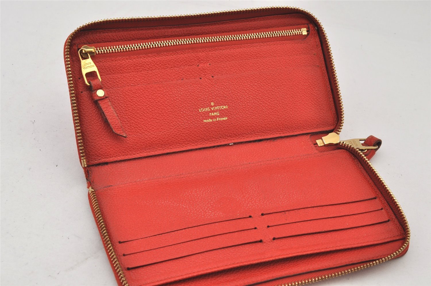 Auth Louis Vuitton Monogram Empreinte Portefeuille Secret Long Wallet Red 7225K