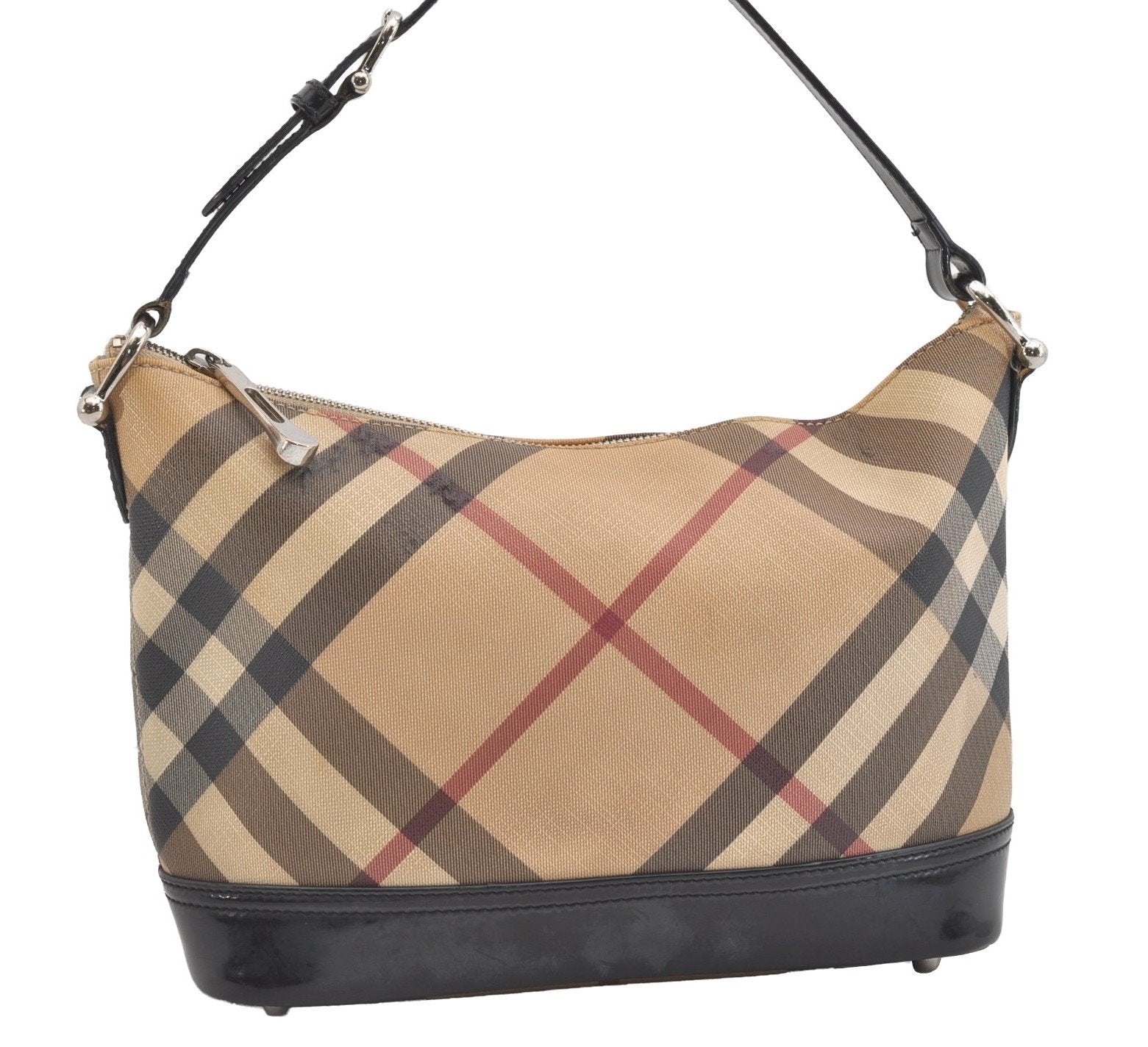 Authentic BURBERRY Nova Check Shoulder Hand Bag Purse PVC Leather Beige 7226J