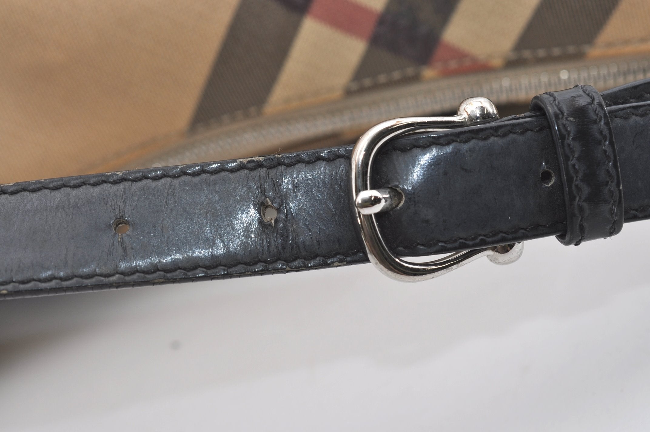 Authentic BURBERRY Nova Check Shoulder Hand Bag Purse PVC Leather Beige 7226J
