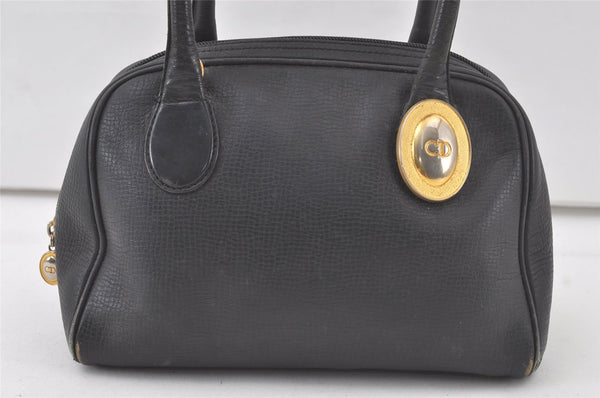 Authentic Christian Dior 2Way Shoulder Hand Bag Purse Leather Black CD 7226K