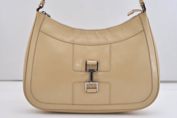 Authentic GUCCI Vintage Shoulder Hand Bag Purse Enamel Beige 7227J