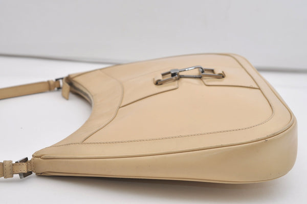 Authentic GUCCI Vintage Shoulder Hand Bag Purse Enamel Beige 7227J
