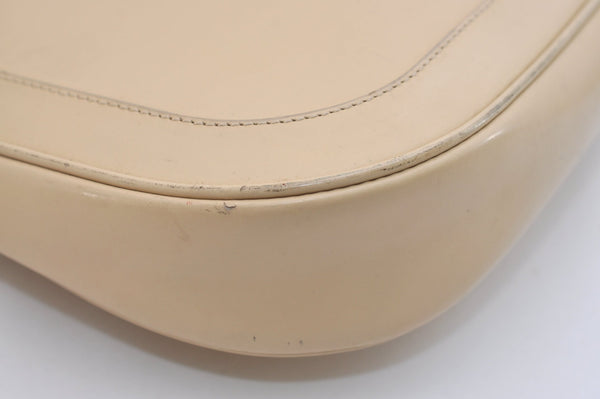Authentic GUCCI Vintage Shoulder Hand Bag Purse Enamel Beige 7227J