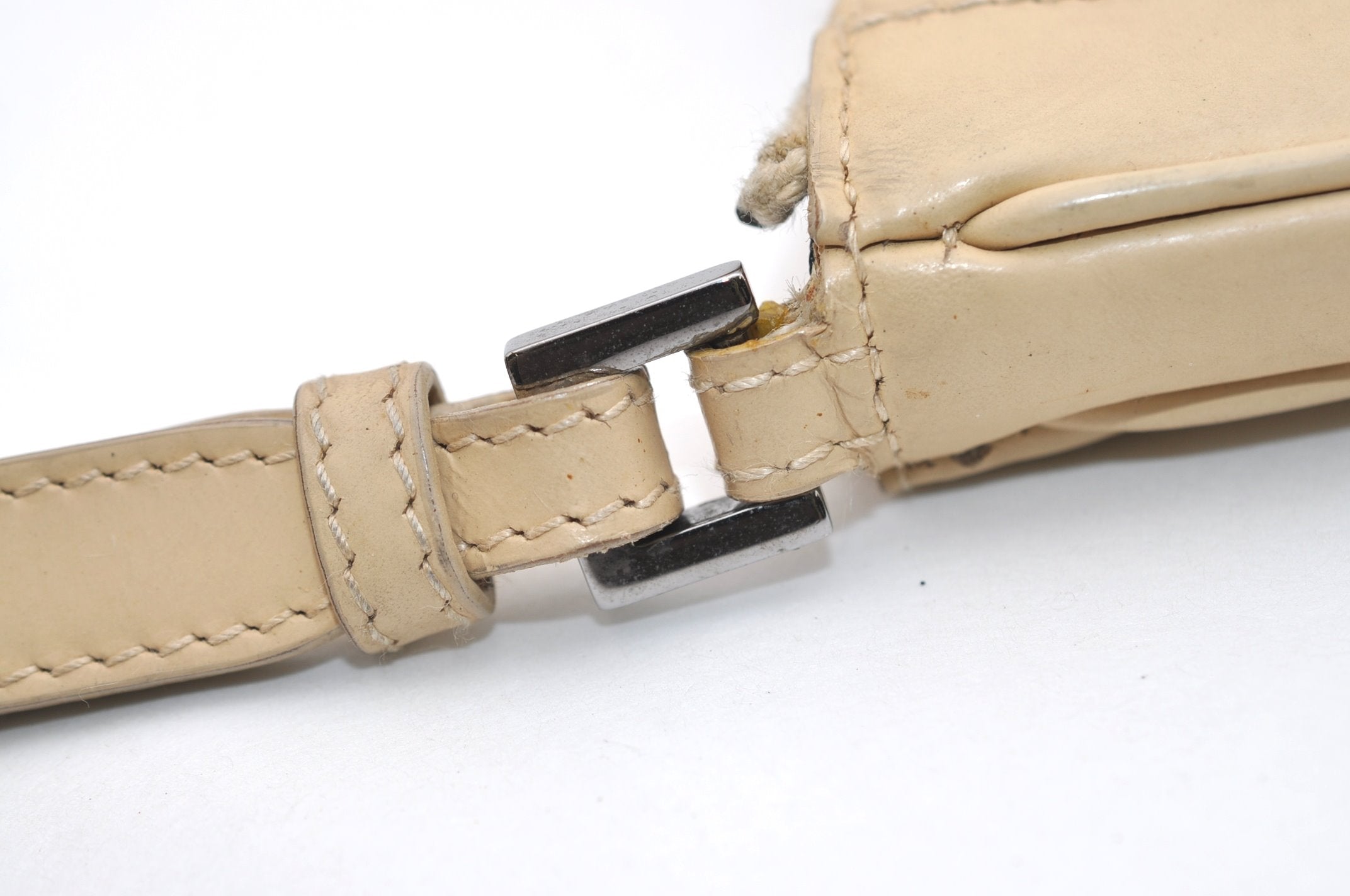 Authentic GUCCI Vintage Shoulder Hand Bag Purse Enamel Beige 7227J