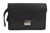 Authentic BURBERRY Vintage Leather Clutch Hand Bag Purse Black 7227K