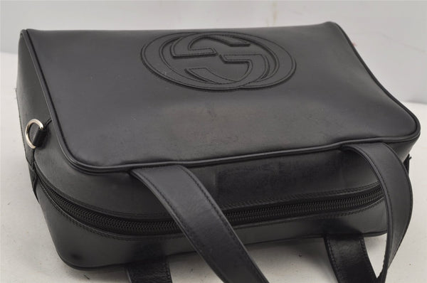 Authentic GUCCI SOHO 2Way Shoulder Hand Tote Bag Purse Enamel Black Junk 7228J