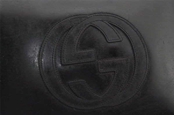 Authentic GUCCI SOHO 2Way Shoulder Hand Tote Bag Purse Enamel Black Junk 7228J