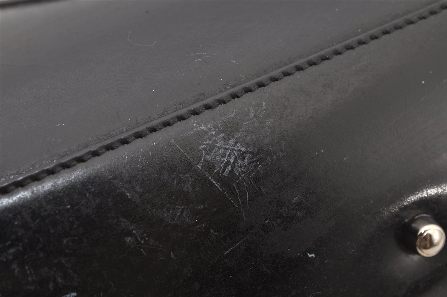 Authentic GUCCI SOHO 2Way Shoulder Hand Tote Bag Purse Enamel Black Junk 7228J