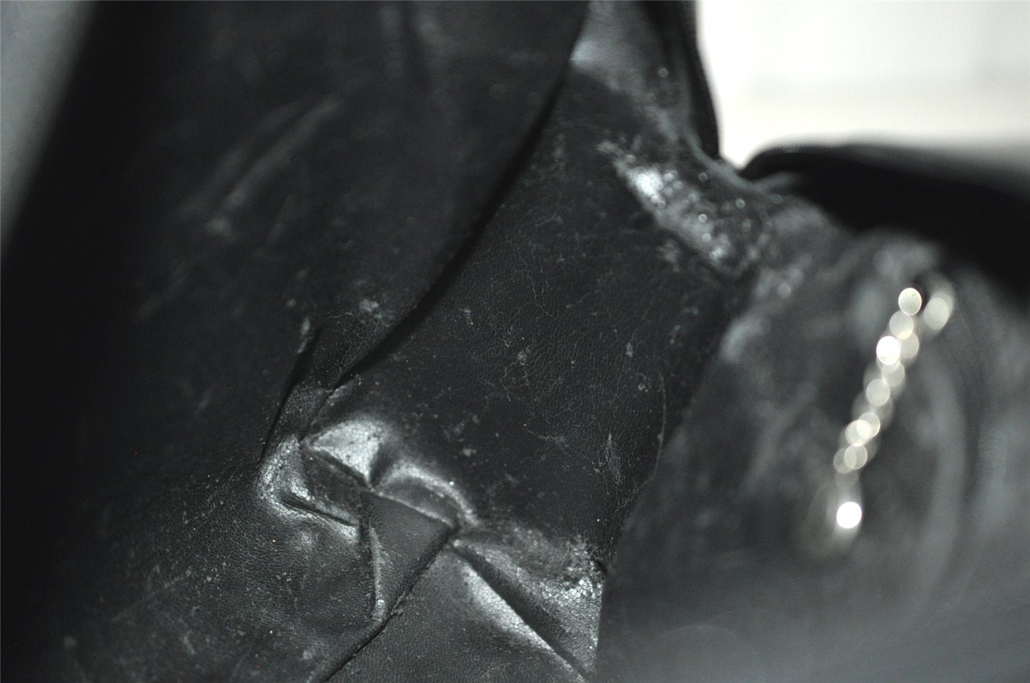 Authentic GUCCI SOHO 2Way Shoulder Hand Tote Bag Purse Enamel Black Junk 7228J