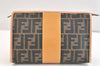 Authentic FENDI Vintage Zucca Clutch Hand Bag Purse PVC Leather Brown 7228K