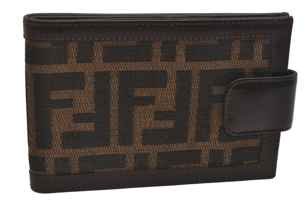 Authentic FENDI Zucca Bifold Wallet Holder Purse Canvas Leather Brown 7230J