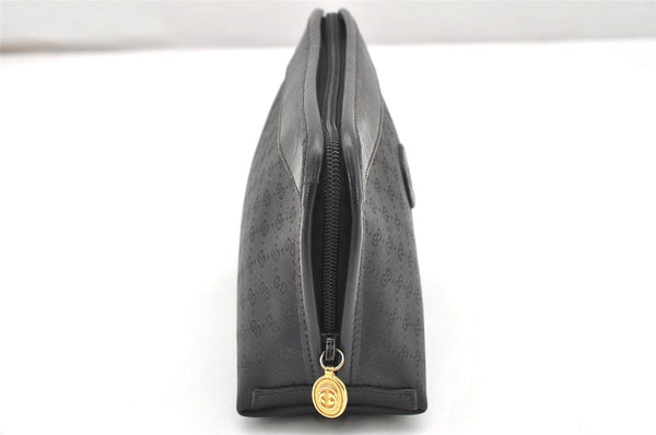 Authentic GUCCI Vintage Micro GG PVC Leather Clutch Hand Bag Purse Black 7230K