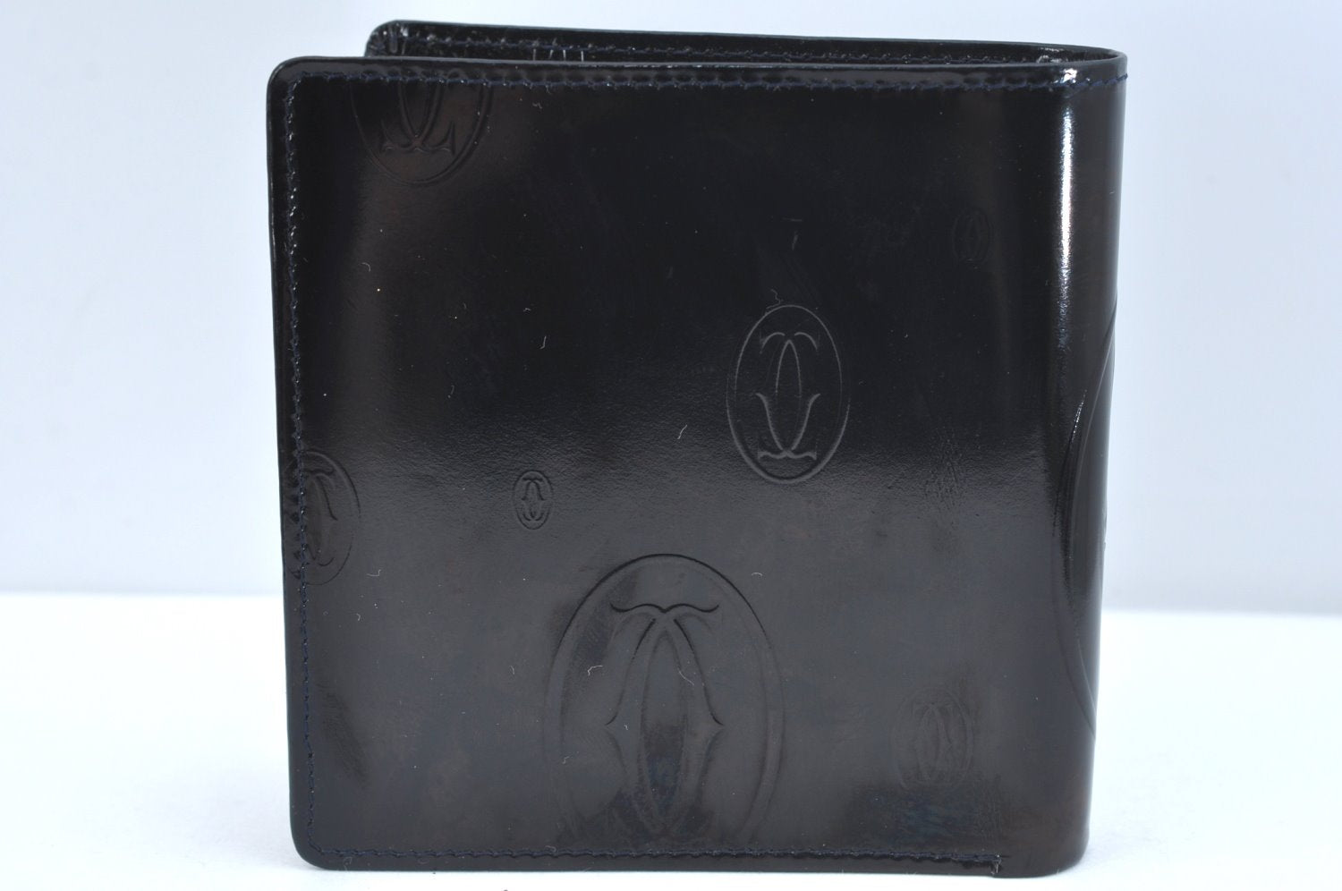 Authentic Cartier Happy Birthday Bifold Wallet Purse Enamel Black 7231H