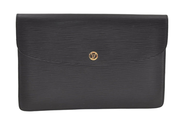 Authentic Louis Vuitton Epi Montaigne 27 Clutch Hand Bag Black M52652 LV 7231K