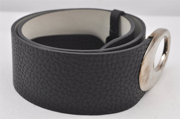 Authentic BVLGARI Vintage Leather Belt Size 82-85cm 32.3-33.5" Black 7234K