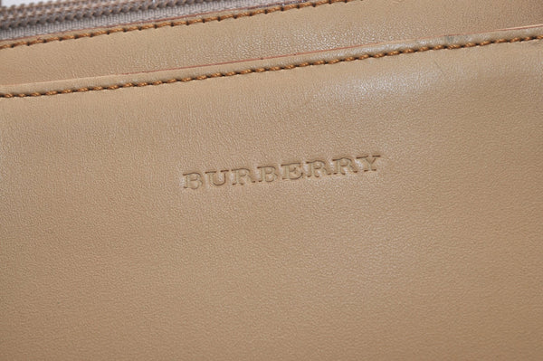 Authentic BURBERRY Vintage Leather Suede Shoulder Hand Bag Purse Beige 7237J