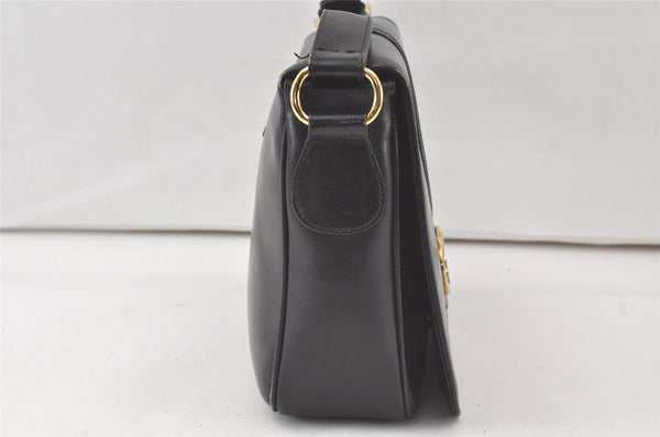 Authentic GUCCI Vintage Shoulder Bag Purse Leather Black 7237K