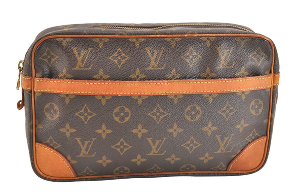 Authentic Louis Vuitton Monogram Compiegne 28 Clutch Hand Bag M51845 LV 7240K