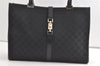 Authentic GUCCI Jackie Shoulder Tote Bag GG Canvas Leather 0021074 Black 7246J
