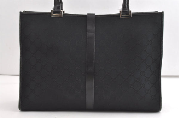 Authentic GUCCI Jackie Shoulder Tote Bag GG Canvas Leather 0021074 Black 7246J