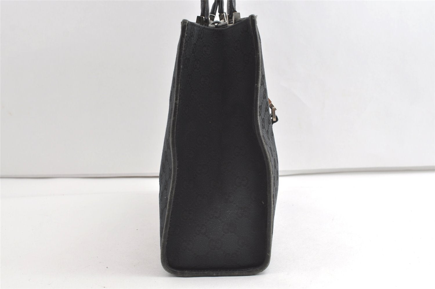 Authentic GUCCI Jackie Shoulder Tote Bag GG Canvas Leather 0021074 Black 7246J