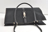 Authentic GUCCI Jackie Shoulder Tote Bag GG Canvas Leather 0021074 Black 7246J