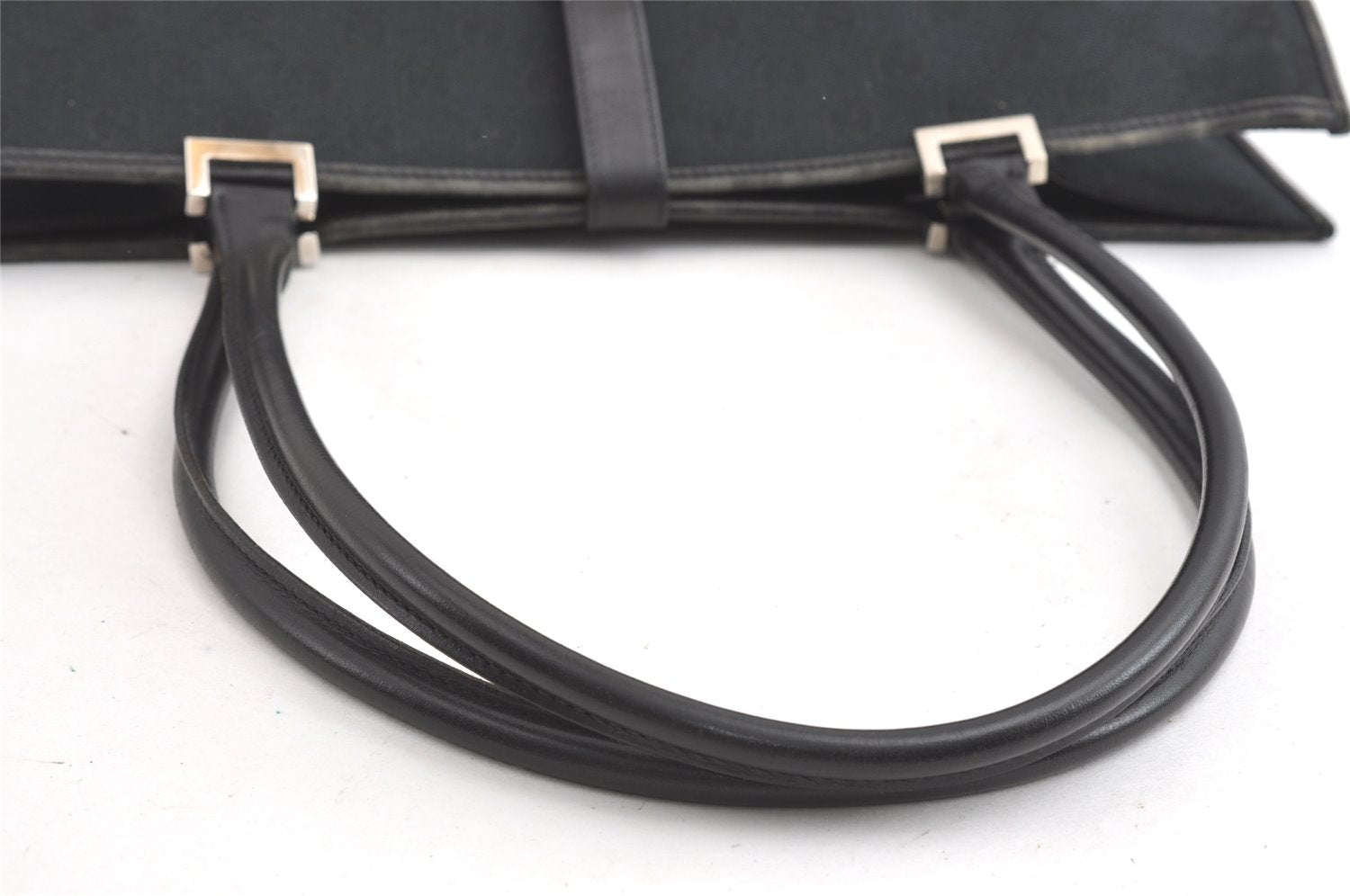 Authentic GUCCI Jackie Shoulder Tote Bag GG Canvas Leather 0021074 Black 7246J