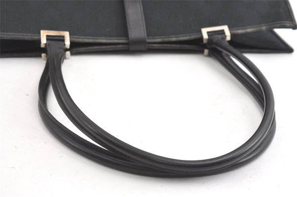 Authentic GUCCI Jackie Shoulder Tote Bag GG Canvas Leather 0021074 Black 7246J