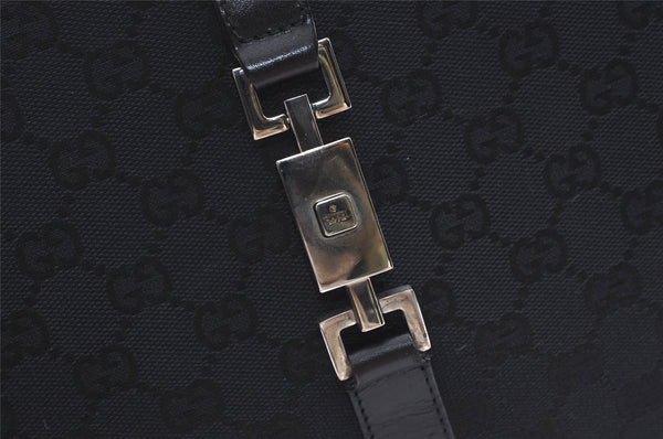 Authentic GUCCI Jackie Shoulder Tote Bag GG Canvas Leather 0021074 Black 7246J