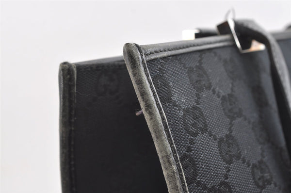 Authentic GUCCI Jackie Shoulder Tote Bag GG Canvas Leather 0021074 Black 7246J